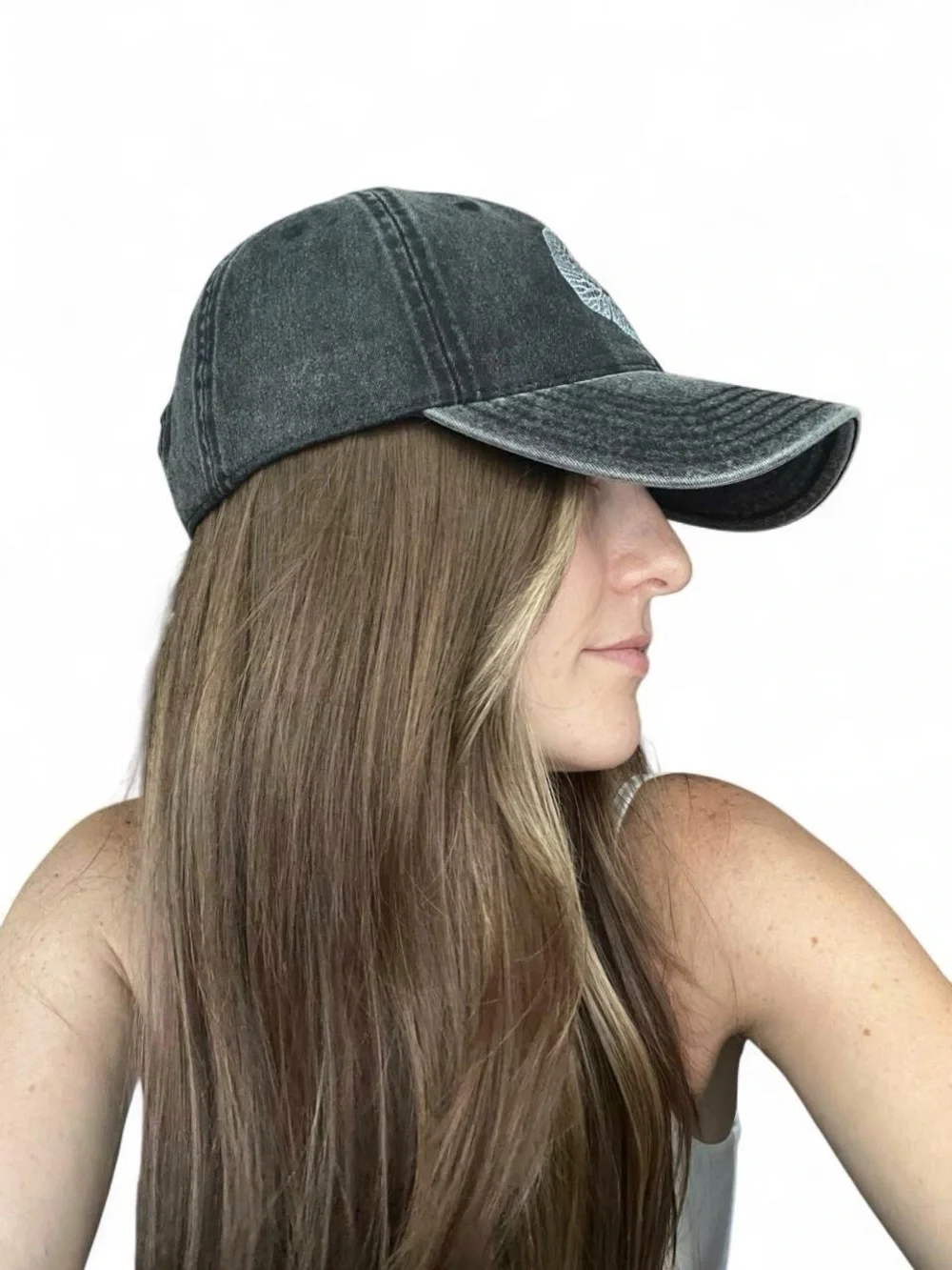 Gray faded/vintage style custom baseball hat